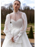 Long Sleeves Beaded White Organza Layered Wedding Dress Long Sleeves Beaded White Organza Layered Wedding Dress